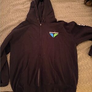 Black Snowbird ski Zip-Up Hoodie